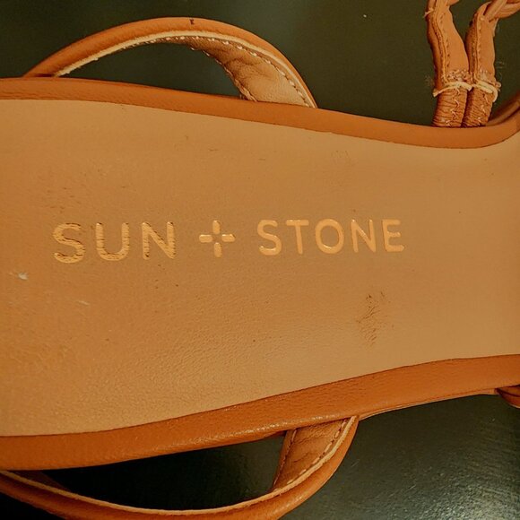 Sun‎ + Stone Alyssaa Caramel Brown Braided Strap Y2K Wedge Heel Boho Sandals Sz. - Picture 10 of 14